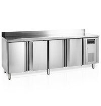 Tefcold Koelwerkbank | 480L | 4 Deuren | -2°C/+10°C | Geforceerd | 0.3kW | Achteropstand | Werkblad Afneembaar | 2230x600x880/980(h)mm 