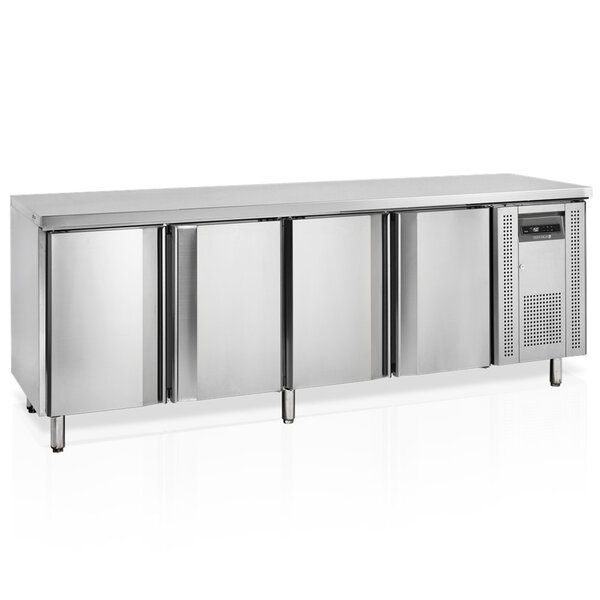 Koelwerkbank | 553L | 4 Deuren (1/1 GN) | -2°C/+10°C | Geforceerd | 0.3kW | Werkblad Afneembaar | 2230x700x880(h)mm