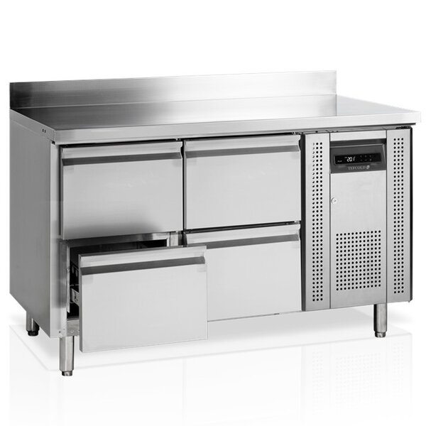 Koelwerkbank | 282L | 4 Laden (1/1 GN) | -2°C/+10°C | Geforceerd | 0.3kW | Achteropstand | Werkblad Afneembaar | 1360x700x880/980(h)mm