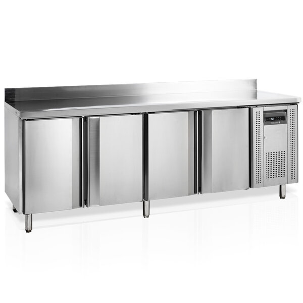 Vrieswerkbank | 480L | 4 Deuren | -10°C/-20°C | Geforceerd | Achteropstand | Werkblad Afneembaar | 2230x600x880/980(h)mm