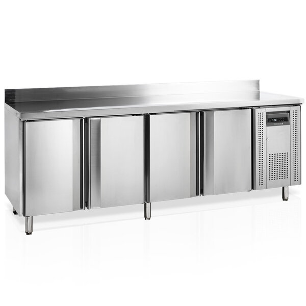 Vrieswerkbank | 553L | 4 Deuren (1/1 GN) | -10°C/-20°C | Geforceerd | Achteropstand | Werkblad Afneembaar | 2230x700x880/980(h)mm