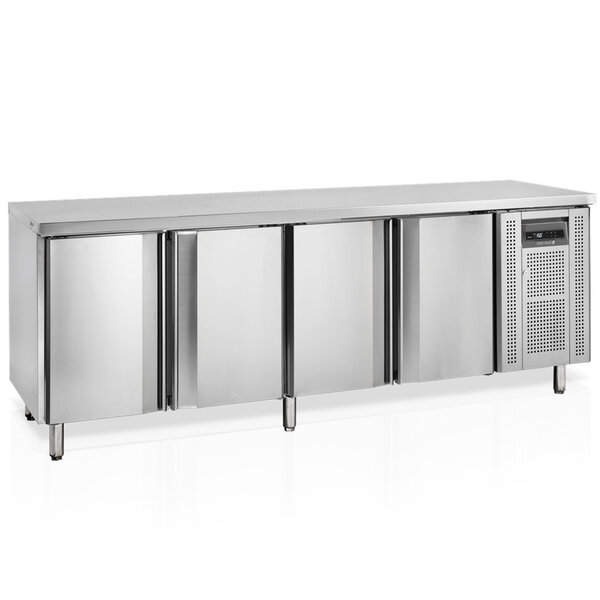 Vrieswerkbank | 553L | 4 Deuren (1/1 GN) | -10°C/-20°C | Geforceerd | Werkblad Afneembaar | 2230x700x880(h)mm