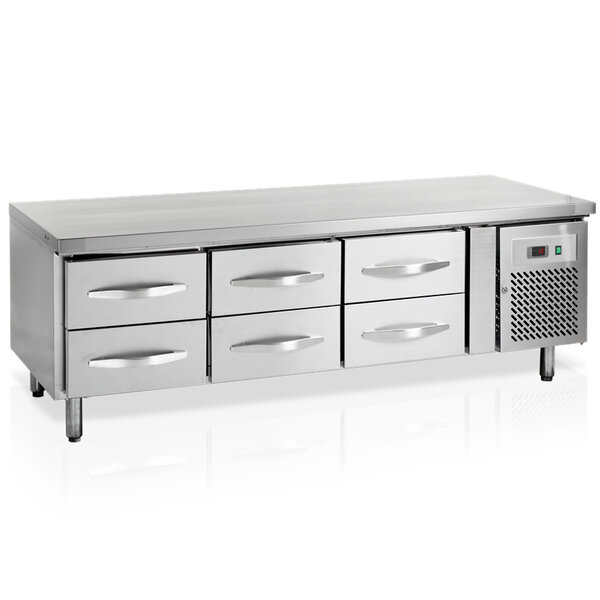 Koelwerkbank | Laag Model | 277L | 6 Laden (1/1 GN) | +2°C/+8°C | Geforceerd | 1795x700x670(h)mm
