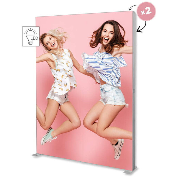 LED-Frame | PRO | Aluminium | Dubbelzijdig | Incl. Rolkoffer | 45W (230V) | 2000x120x2500(h)mm