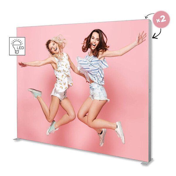 LED-Frame | PRO | Aluminium | Dubbelzijdig | Incl. Rolkoffer | 45W (230V) | 3000x120x2500(h)mm
