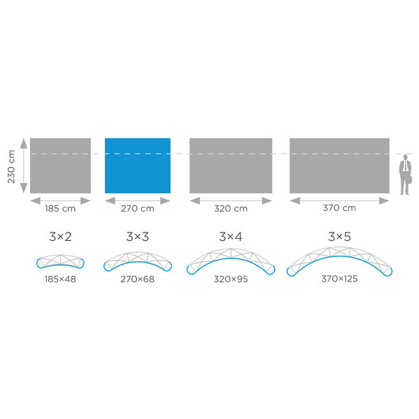 Beurswand | POP UP ARC | Opvouwbaar | Incl. Wandpanelen | 2700x680x2300(h)mm