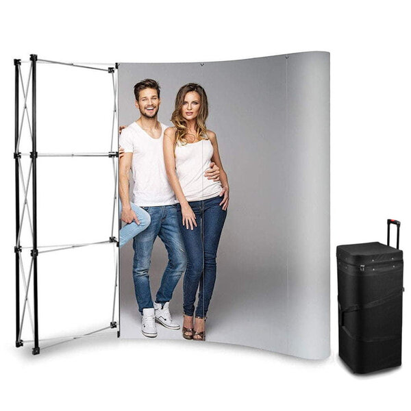 Beurswand | POP UP ARC | Opvouwbaar | Incl. Wandpanelen + Roltas | 2700x680x2300(h)mm