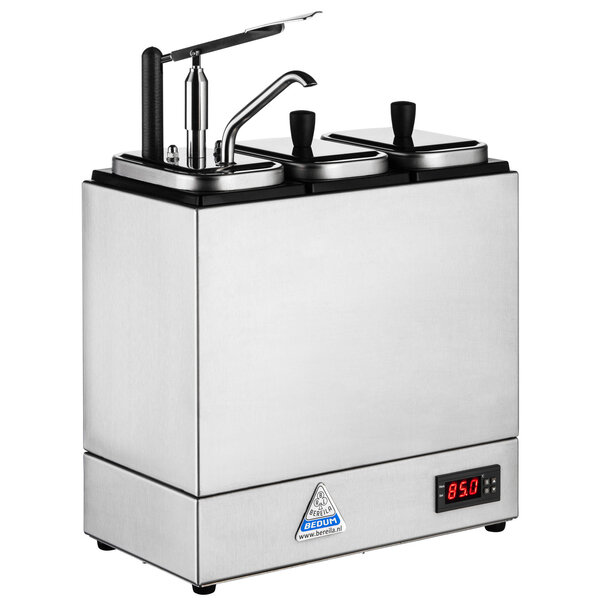 Verwarmde Sausdispenser | RVS | 2 NEOdis Dispensers + 1 Container (3x 3L) | ≤ 85°C | Instelbare Porties | 370x200x330(h)mm
