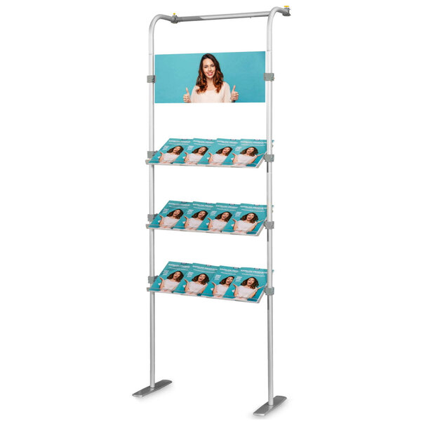 Schappensysteem | Luxus ATLANTIS Beurswanden | 3 Brochurehouders + Infopaneel | 750x310x2250(h)mm