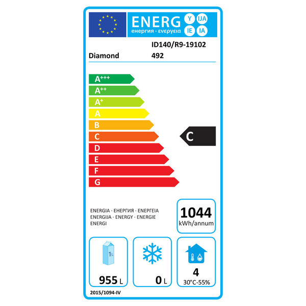 Koelkast | GastroLine | 1400L (2/1 GN) | RVS | -2°C/+8°C | Geforceerd | Wielen (Geremd) | 1358x856x2145(h)mm