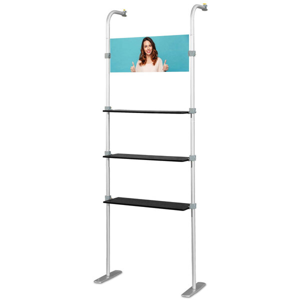 Schappensysteem | Luxus ATLANTIS Beurswanden | 3 Vlakke Schappen + Infopaneel | 750x310x2250(h)mm