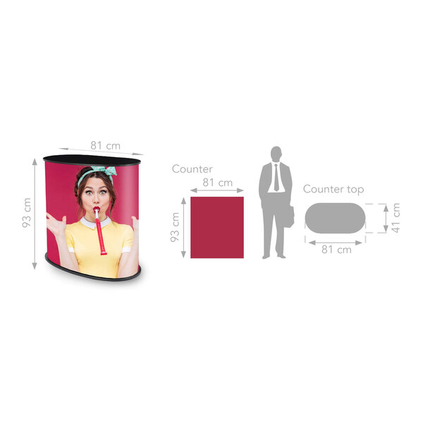 Counter | PROMO | Demonteerbaar | Voor-/Zijkanten Beprintbaar | Incl. Draagtas | 810x410x930(h)mm