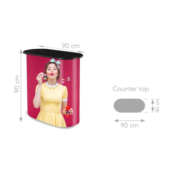 Counter | POP UP | Opvouwbaar | Rondom Beprintbaar | Incl. Draagtas | 900x400x900(h)mm