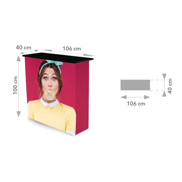 Counter | VELCRO | Opvouwbaar | Rondom Beprintbaar | Incl. Draagtas | 1000x400x1000(h)mm