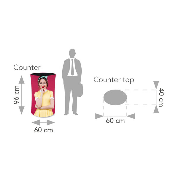 Counter | PRESTON | Demonteerbaar | Rondom Beprintbaar | Incl. Draagtas | 600x400x960(h)mm