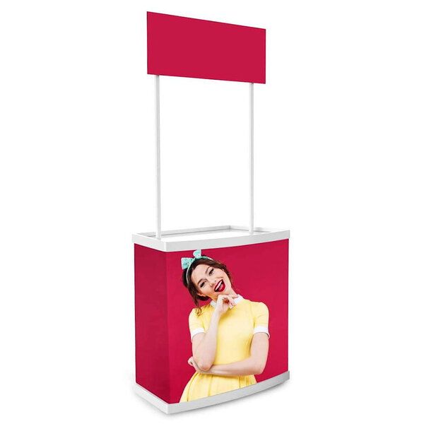 Counter + Banner | TOPPER | Demonteerbaar | Voor-/Zijkanten Beprintbaar | Incl. Draagtas | 810x470x2050(h)mm