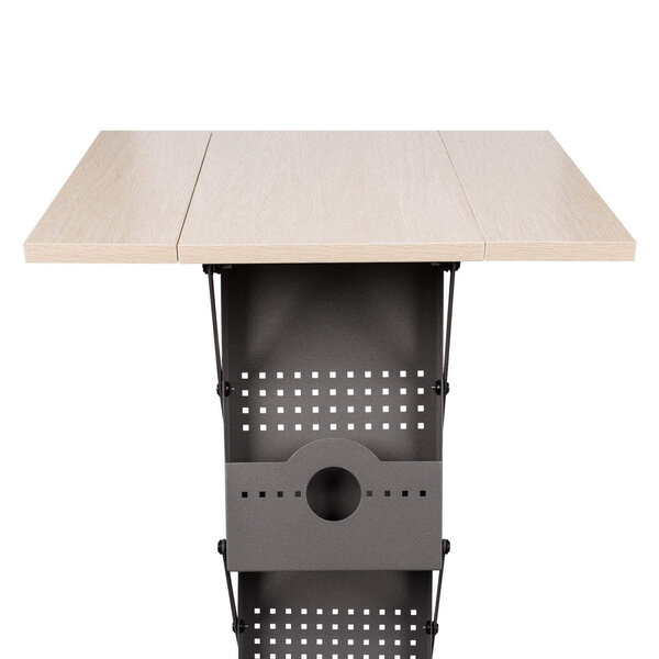 Folderstandaard + Counter | CONCORD | Staal/Hout | Donkergrijs/Naturel | Opvouwbaar | Enkelzijdig | 3x A4 | Incl. Koffer | 530x390x1010(h)mm