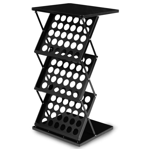 Folderstandaard + Counter | DALLAS | Staal | Zwart | Opvouwbaar | Enkelzijdig | 3x A3 | Incl. Draagtas | 510x370x1010(h)mm