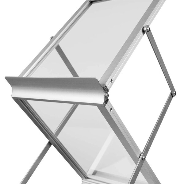 Folderstandaard | MONTANA | Staal/Aluminium | Zilvergrijs | Opvouwbaar | Dubbelzijdig | 6x A4 | Incl. Draagtas | 250x350x1460(h)mm