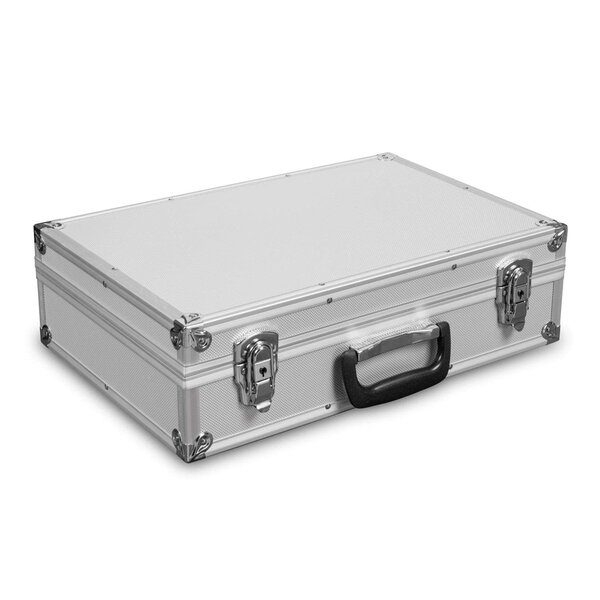 Folderstandaard | MONTANA | Staal/Aluminium | Zilvergrijs | Opvouwbaar | Dubbelzijdig | 6x A4 | Incl. Koffer | 250x350x1460(h)mm