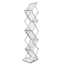 Luxus Folderstandaard | MONTANA | Staal/Aluminium | Zilvergrijs | Opvouwbaar | Dubbelzijdig | 6x A4 | Incl. Koffer | 250x350x1460(h)mm