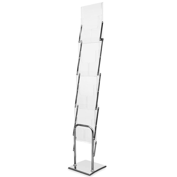 Folderstandaard | COLUMBIA | Verchroomd/Plexiglas | Inklapbaar | Enkelzijdig | 4x A4 | Incl. Rugtas | 260x270x1580(h)mm