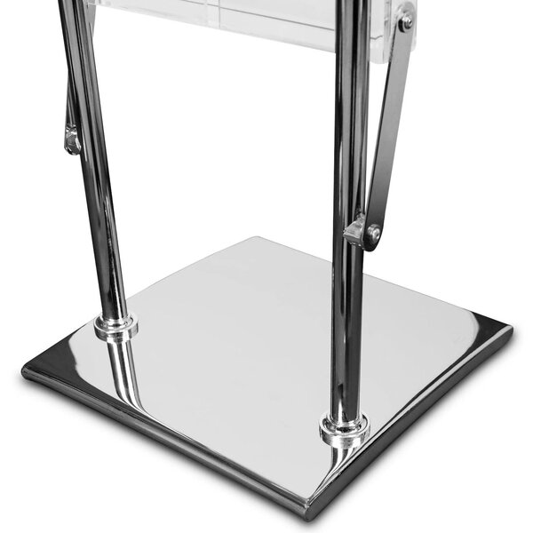 Folderstandaard | COLUMBIA | Verchroomd/Plexiglas | Inklapbaar | Enkelzijdig | 4x A4 | Incl. Rugtas | 260x270x1580(h)mm