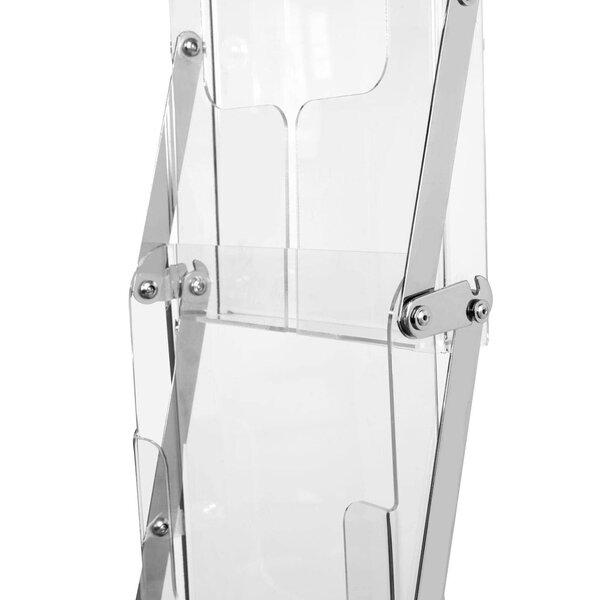 Folderstandaard | COLUMBIA | Staal/Plexiglas | Verchroomd | Opvouwbaar | Enkelzijdig | 4x A4 | Incl. Rugtas | 260x270x1580(h)mm