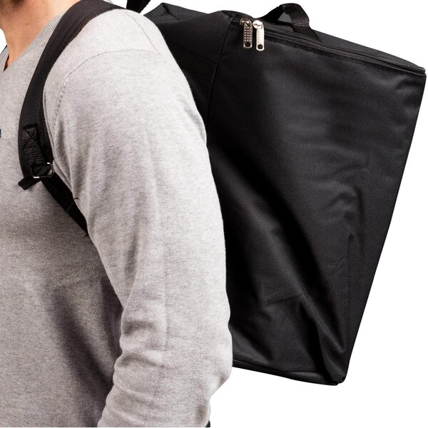 Folderstandaard | COLUMBIA | Staal/Plexiglas | Verchroomd | Opvouwbaar | Enkelzijdig | 4x A4 | Incl. Rugtas | 260x270x1580(h)mm