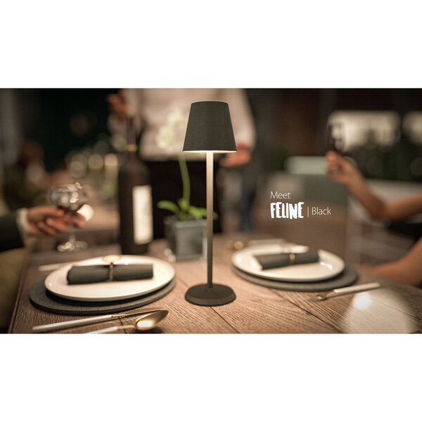 Tafellamp | FELINE | Zwart | Draadloos | Dimbaar LED | Stof-/Waterdicht | Ø110x380(h)mm