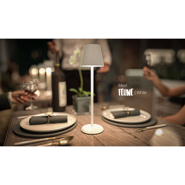 Tafellamp | FELINE | Wit | Draadloos | Dimbaar LED | Stof-/Waterdicht | Ø110x380(h)mm
