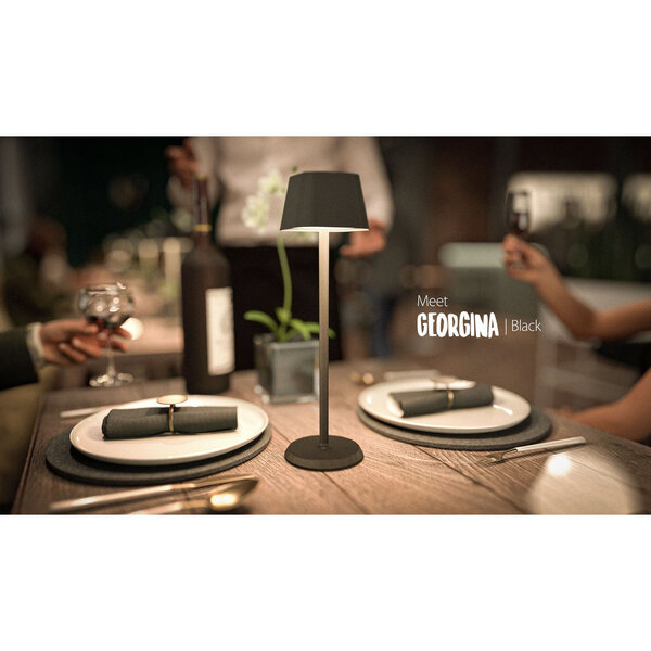 Tafellamp | GEORGINA | Zwart | Draadloos | Dimbaar LED | Stof-/Waterdicht | Ø110x380(h)mm