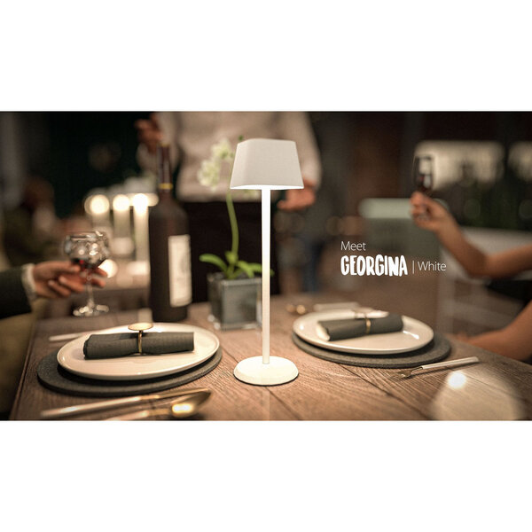 Tafellamp | GEORGINA | Wit | Draadloos | Dimbaar LED | Stof-/Waterdicht | Ø110x380(h)mm