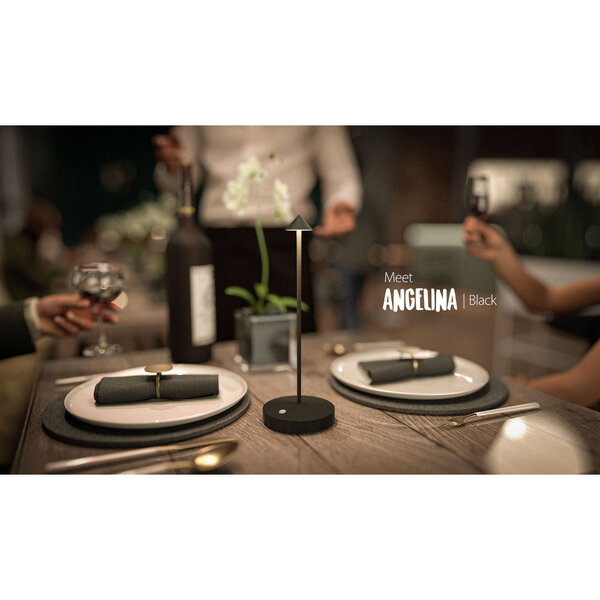 Tafellamp | ANGELINA | Zwart | Draadloos | Dimbaar LED | Stof-/Waterdicht | Ø105x300(h)mm