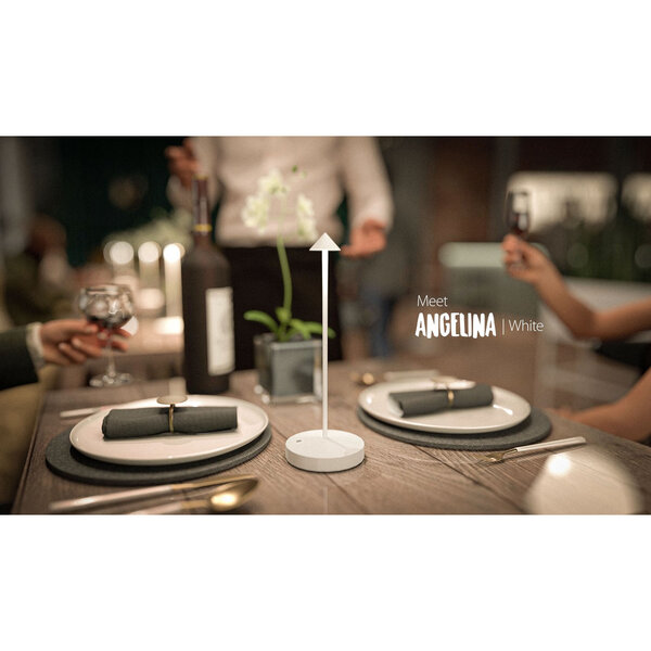 Tafellamp | ANGELINA | Wit | Draadloos | Dimbaar LED | Stof-/Waterdicht | Ø105x300(h)mm