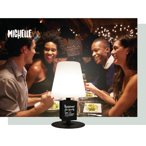 Tafellamp | MICHELLE | Zwart/Wit | Draadloos | Dimbaar LED | Stof-/Waterdicht | Clip-On Krijtbordjes | Ø155x175(h)mm
