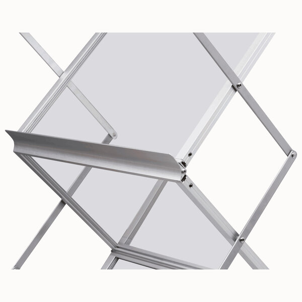 Folderstandaard | MONTANA | Staal/Aluminium | Zilvergrijs | Opvouwbaar | Dubbelzijdig | 6x A3 | Incl. Draagtas | 465x370x1480(h)mm