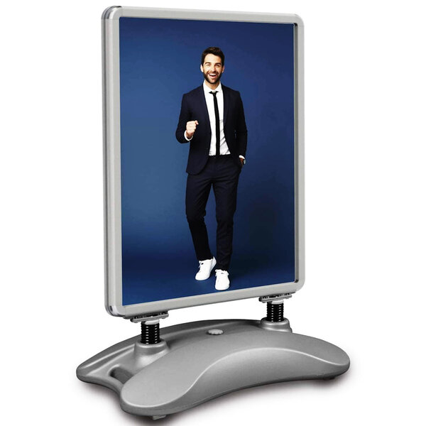 Stoepbord | HAMPTON | Grijs | Kliklijst (B1) | Windbestendig + Verrijdbaar