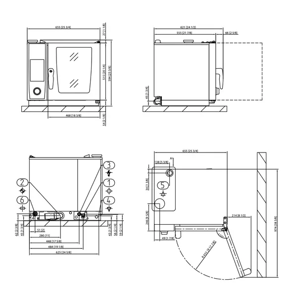 Combisteamer | iCombi Pro XS | Elektrisch | 6 Niveaus (2/3 GN) | 30°C/300°C | 5.7kW (400V) | Touchscreen | 655x621x594(h)mm