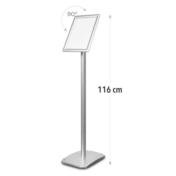 Menustandaard | STANDARD | Aluminium | Kliklijst (A4) | Kantelbaar | 240x330x1160(h)mm