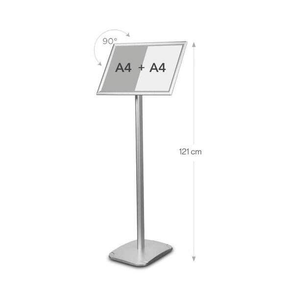 Menustandaard | STANDARD | Aluminium | Kliklijst (A3) | Draaibaar | 240x330x1210(h)mm