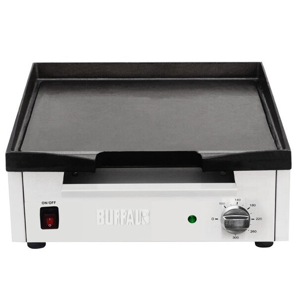 Bak-/Grillplaat | Elektrisch | Glad Oppervlak 385x280mm (Gietijzer) | 97°C/298°C | 1.8kW (230V) | 440x365x230(h)mm