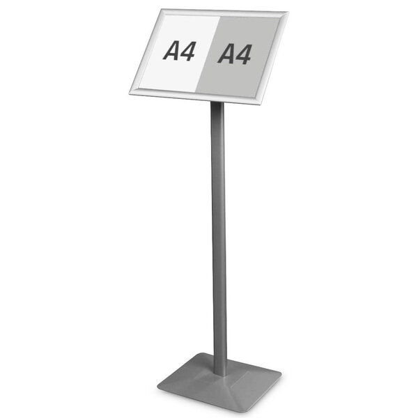 Menustandaard | PREMIUM | Zilvergrijs | Kliklijst (A3) | Kantelbaar | 340x300x1210(h)mm
