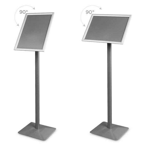 Menustandaard | PREMIUM | Zilvergrijs | Kliklijst (A3) | Kantelbaar | 340x300x1210(h)mm