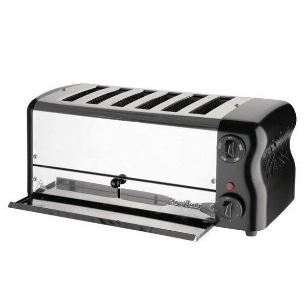Broodrooster/Tosti-Apparaat | ESPRIT | RVS/Zwart | 6 Sleuven | 2.6kW (230V) | Incl. Tostiklemmen | 508x237x207(h)mm