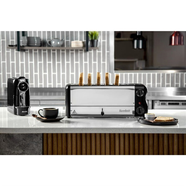 Broodrooster/Tosti-Apparaat | ESPRIT | RVS/Zwart | 6 Sleuven | 2.6kW (230V) | Incl. Tostiklemmen | 508x237x207(h)mm