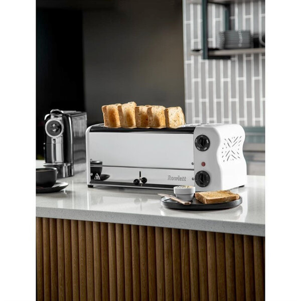 Broodrooster/Tosti-Apparaat | ESPRIT | RVS/Wit | 6 Sleuven | 2.6kW (230V) | Incl. Tostiklemmen | 508x237x207(h)mm
