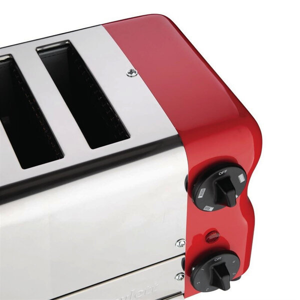 Broodrooster/Tosti-Apparaat | ESPRIT | RVS/Rood | 6 Sleuven | 2.6kW (230V) | Incl. Tostiklemmen | 508x237x207(h)mm