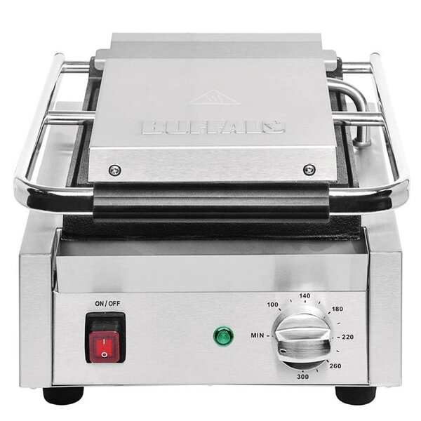 Contact-/Paninigrill | Enkel | Glad Oppervlak 210x226 (Gietijzer) | 100°C/300°C | 1.5kW (230V) | 290x395x210(h)mm