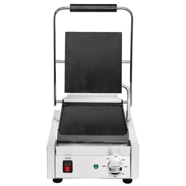 Contact-/Paninigrill | Enkel | Glad Oppervlak 210x226 (Gietijzer) | 100°C/300°C | 1.5kW (230V) | 290x395x210(h)mm